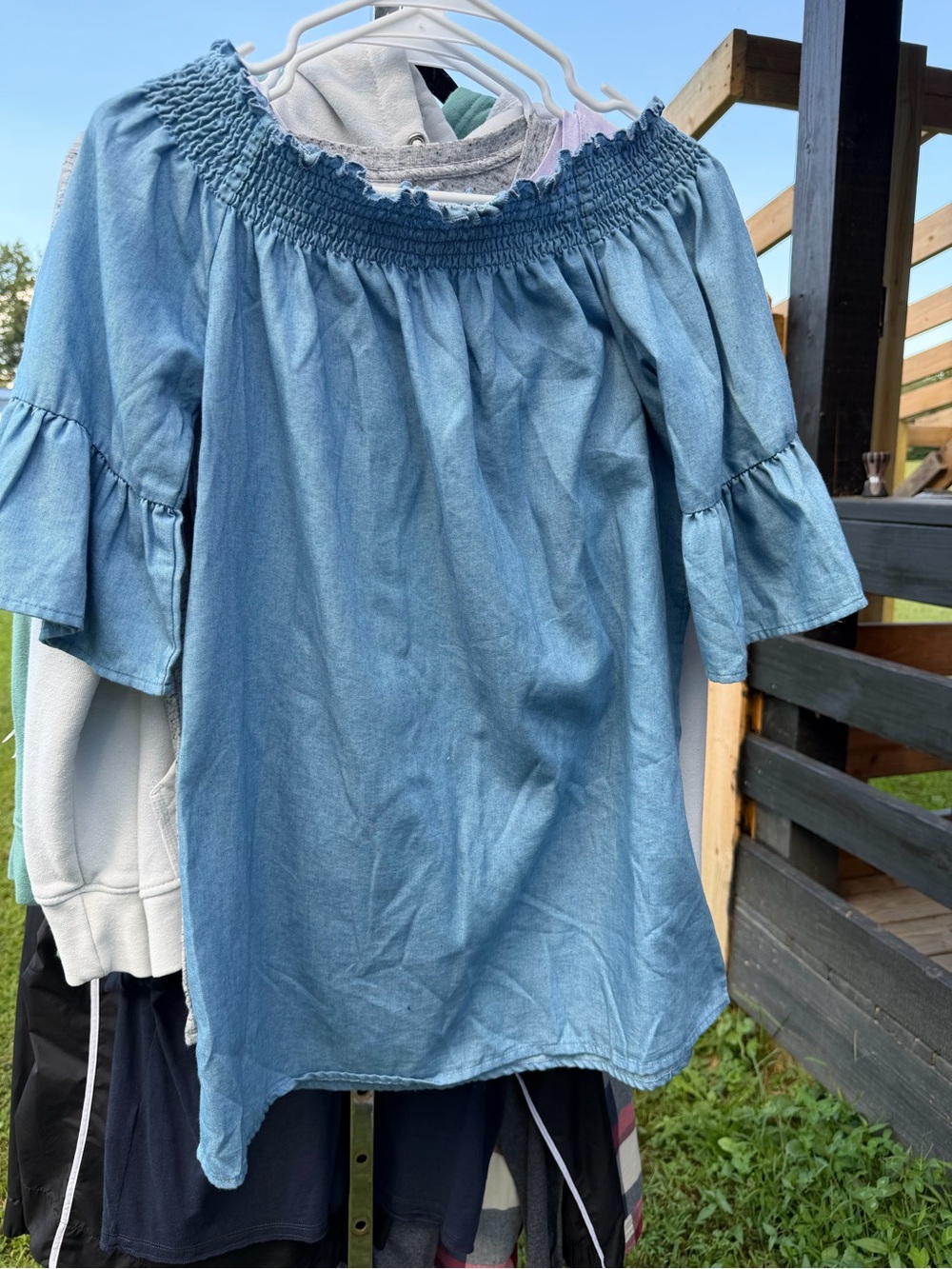 Light Blue Off-Shoulder Smocked Women’s dress
